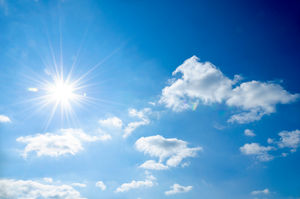 Strong sun and skies